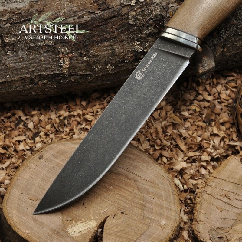 Нож Пантера из стали ХВ-5, рукоять орех, литьё мельхиор в интернет-магазине art-steel.ru, фото