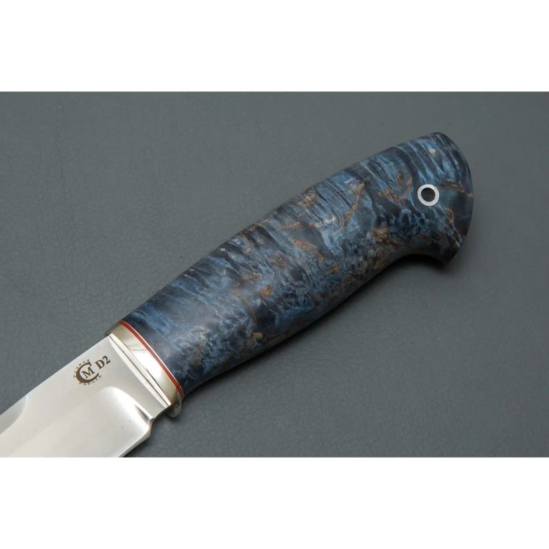 Нож Соболь из стали D2, рукоять карельская береза, литьё мельхиор в интернет-магазине art-steel.ru, фото