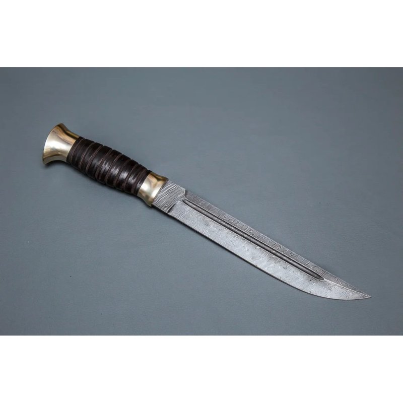 Нож Казак из стали дамасской стали, резная рукоять в интернет-магазине art-steel.ru, фото