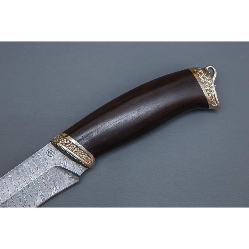 Нож Беркут из дамасской стали, рукоять черное дерево, литьё мельхиор в интернет-магазине art-steel.ru, фото