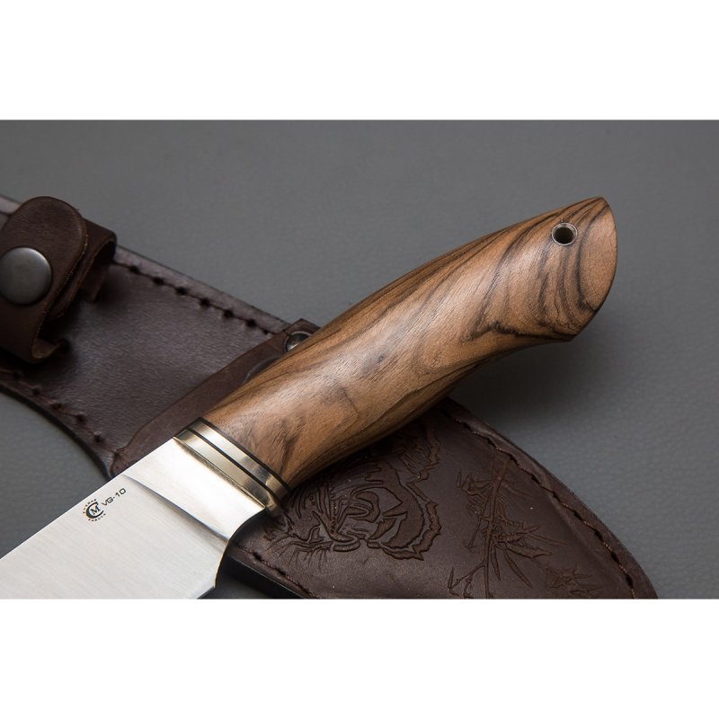 Нож Разделочный из стали VG-10, рукоять ореховый кап, литье мельхиор в интернет-магазине art-steel.ru, фото