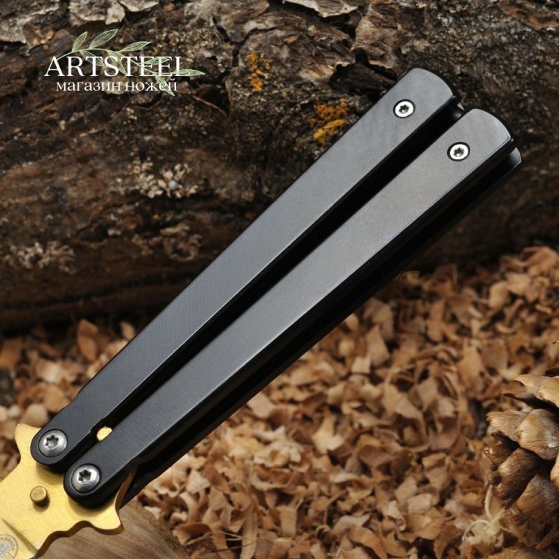Нож бабочка Кавалер, сталь 420, рукоять сталь в интернет-магазине art-steel.ru, фото