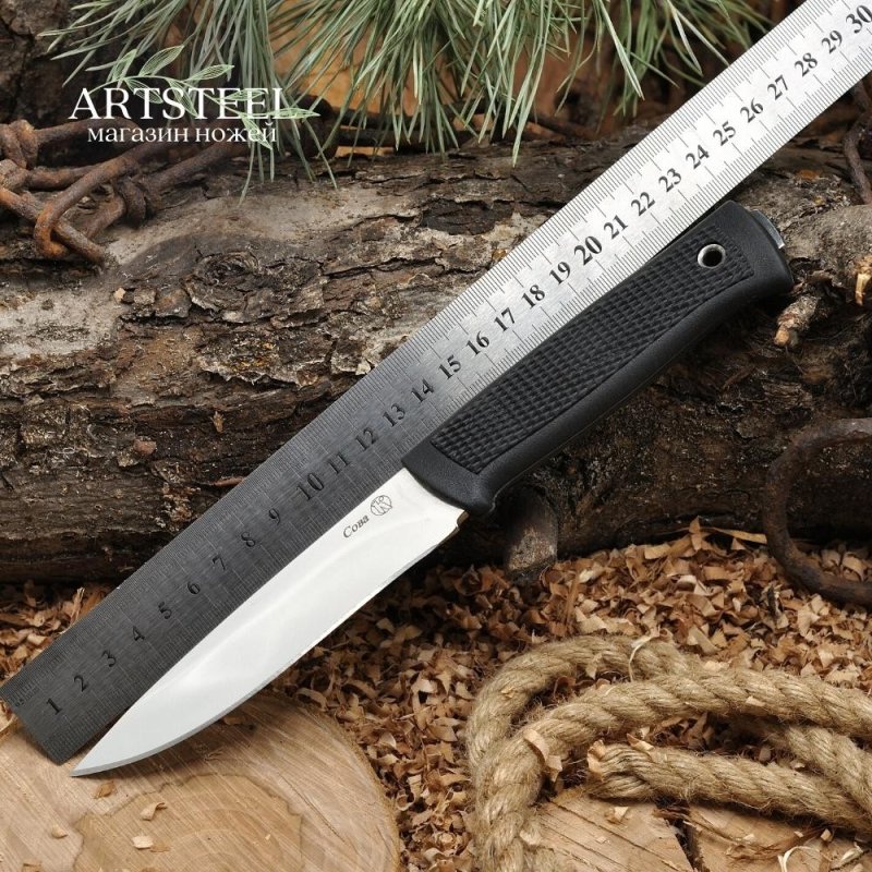 Туристический нож Сова, сталь AUS8, рукоять эластрон в интернет-магазине art-steel.ru, фото