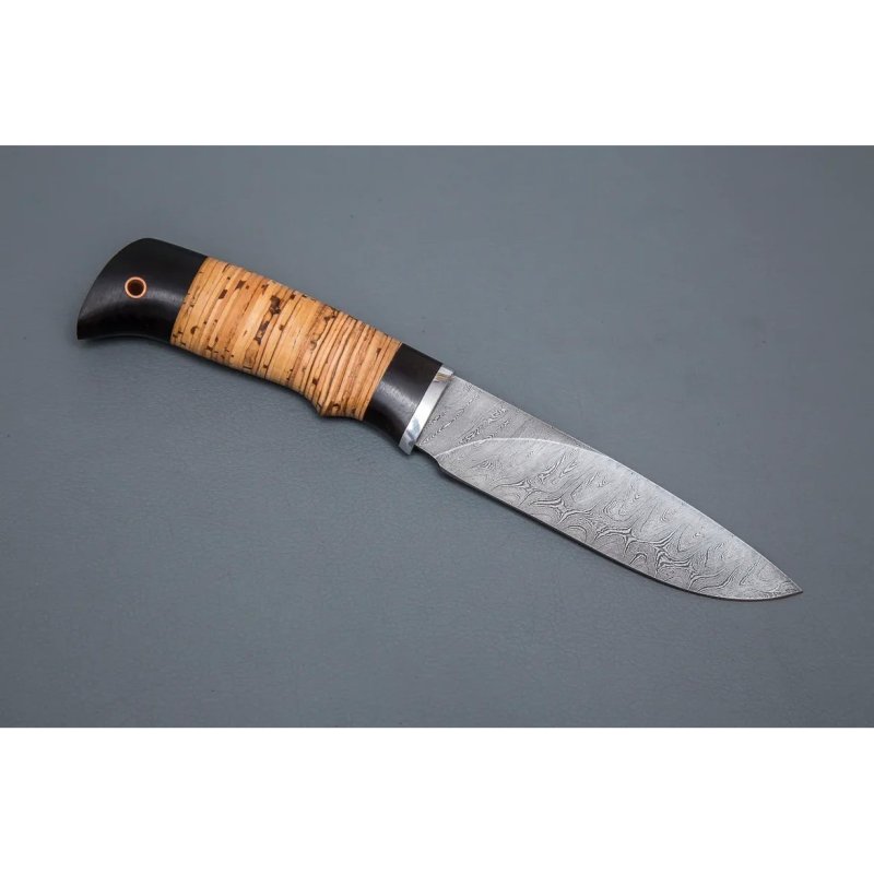 Нож Мурена из дамасской стали, рукоять береста, граб, литье дюраль в интернет-магазине art-steel.ru, фото