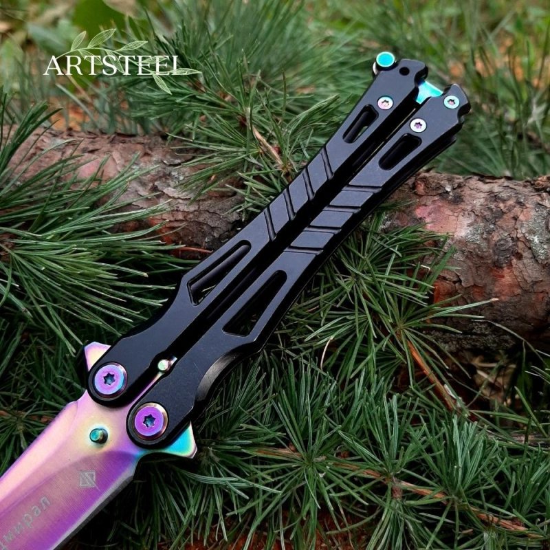 Нож бабочка Адмирал, сталь 420, рукоять сталь в интернет-магазине art-steel.ru, фото