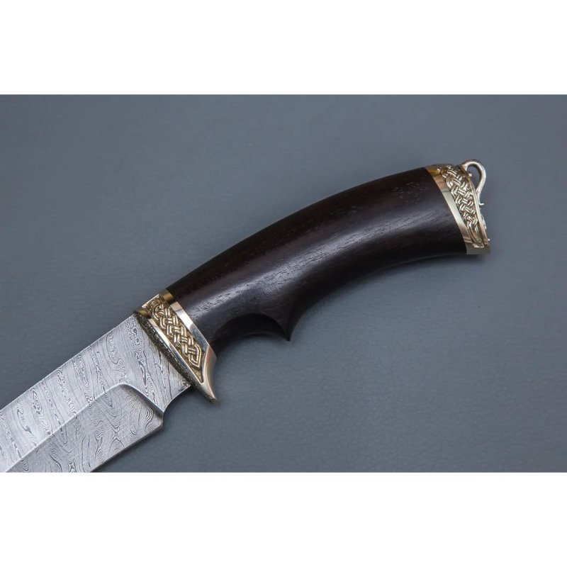 Нож Скиф из дамасской стали, рукоять черное дерево, литьё мельхиор в интернет-магазине art-steel.ru, фото