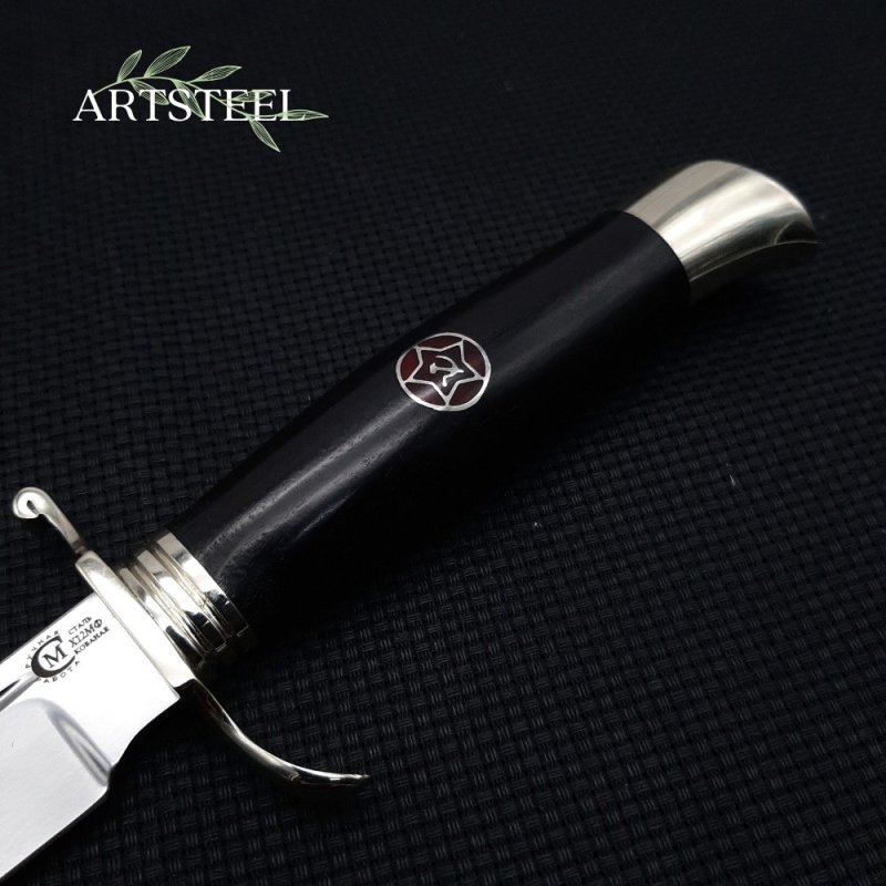 Нож НКВД из стали Х12МФ, рукоять венге, литье мельхиор в интернет-магазине art-steel.ru, фото