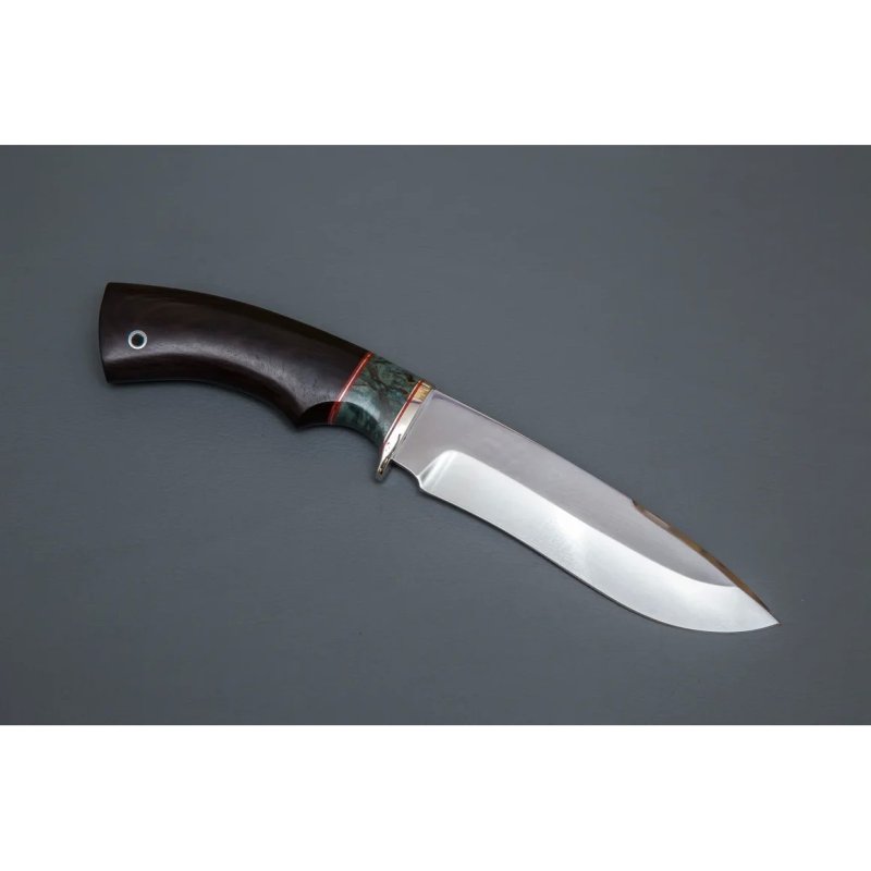 Нож Скиф из стали N690, рукоять карельская береза, черное дерево, литьё мельхиор в интернет-магазине art-steel.ru, фото