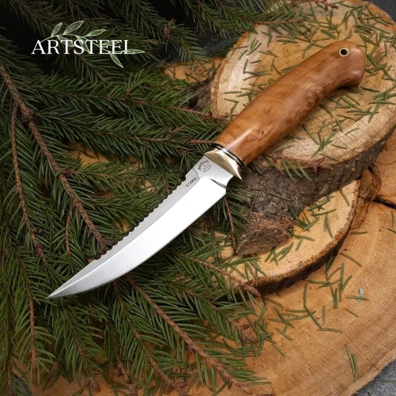 Нож Рыбацкий из стали Х12МФ, рукоять дерево, латунь в интернет-магазине art-steel.ru, фото
