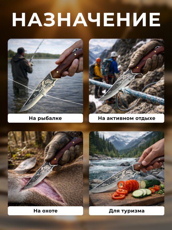 Охотничий нож DP210, сталь 40X13, рукоять дерево в интернет-магазине art-steel.ru, фото