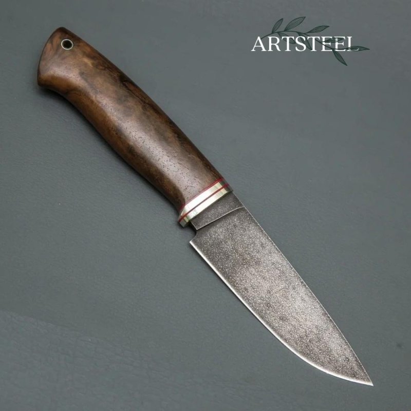 Нож Сокол из стали ХВ-5, рукоять орех, литье мельхиор в интернет-магазине art-steel.ru, фото