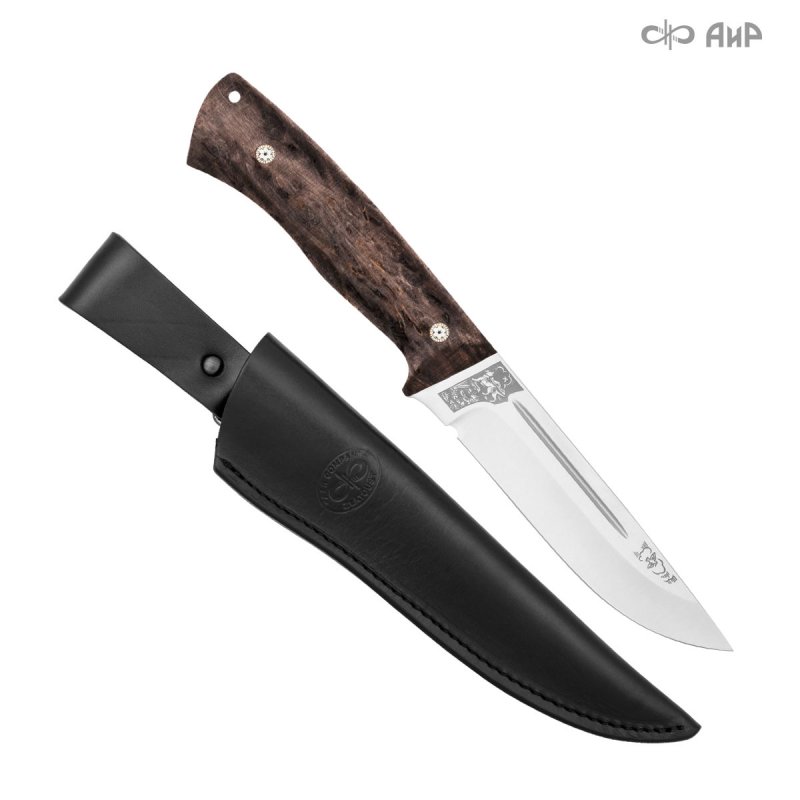 Универсальный нож Бекас ЦМ, сталь AUS-8, рукоять стабилизированная карельская береза в интернет-магазине art-steel.ru, фото