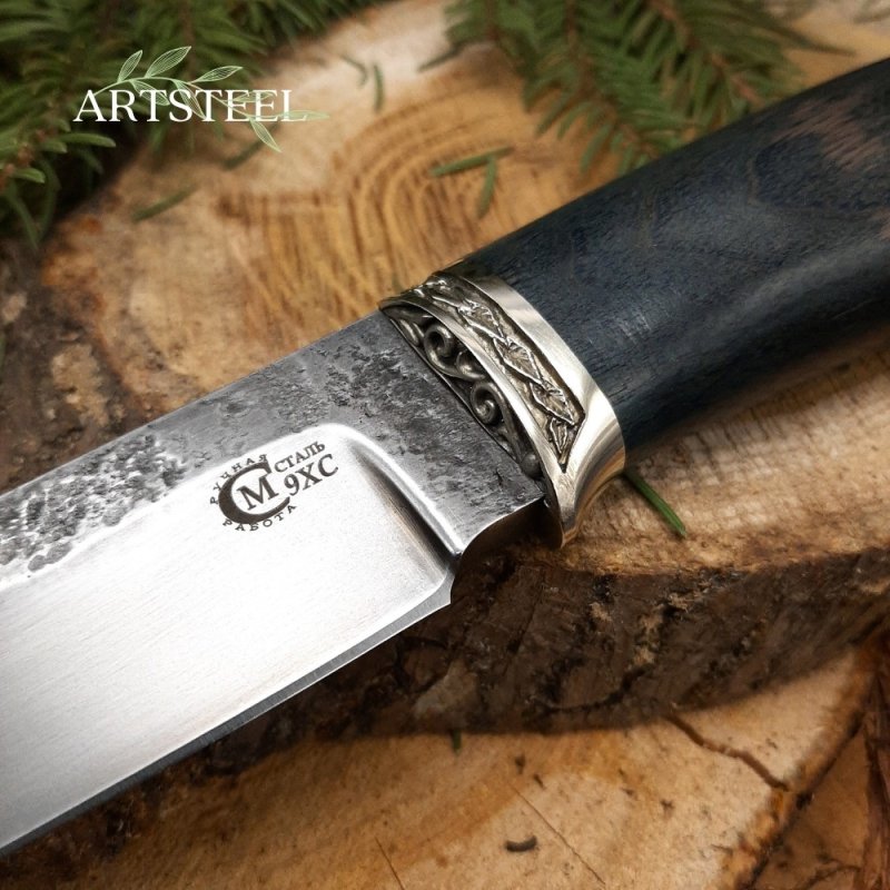Нож Ястреб из стали 9ХС, рукоять дерево, литьё мельхиор в интернет-магазине art-steel.ru, фото