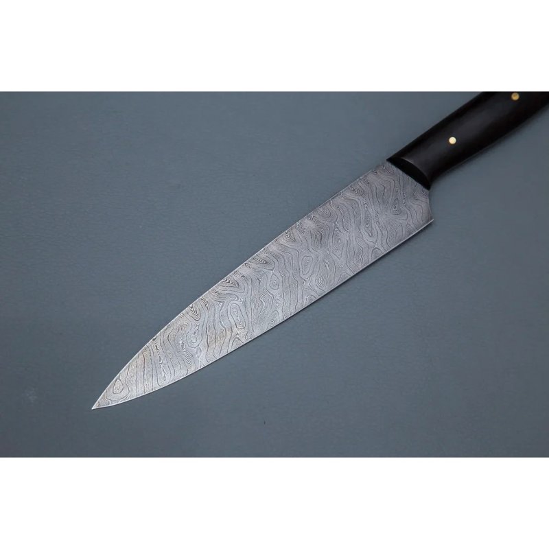 Нож Шеф-повар малый из дамасской стали, рукоять черное дерево в интернет-магазине art-steel.ru, фото