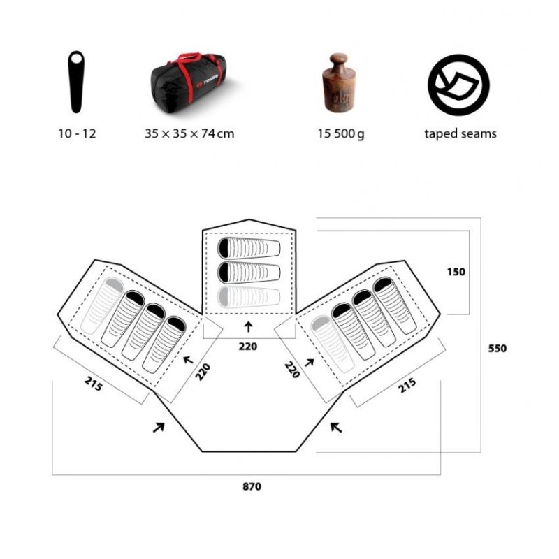 Палатка Trimm Family BUNGALOW II, песочный 8+3 в интернет-магазине art-steel.ru, фото