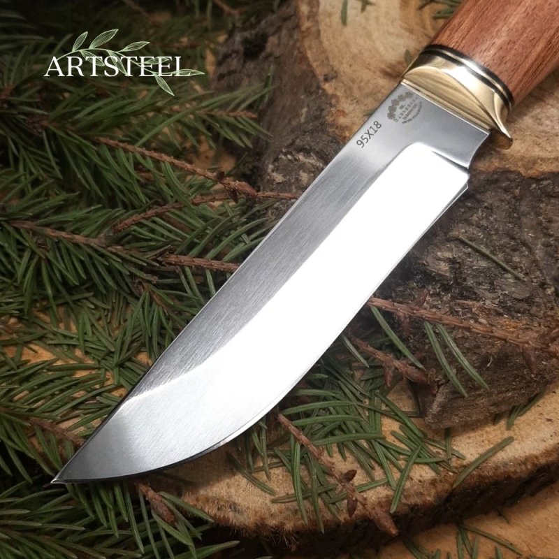 Нож Атаман из стали 95х18, рукоять латунь, бубинга в интернет-магазине art-steel.ru, фото