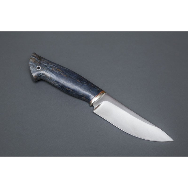 Нож Кайман из стали D2, рукоять карельская береза, литьё мельхиор в интернет-магазине art-steel.ru, фото