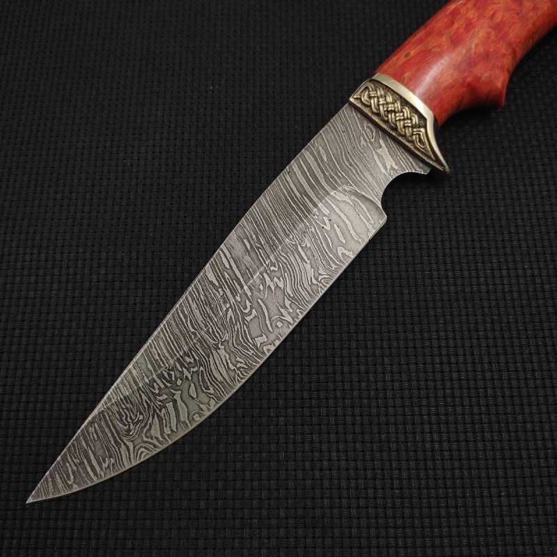 Нож Легионер из дамасской стали, рукоять карельская береза, литьё мельхиор в интернет-магазине art-steel.ru, фото