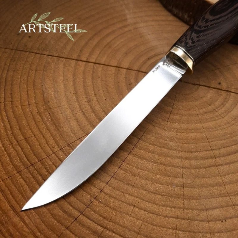 Нож Осётр из стали Х12МФ, рукоять латунь, венге в интернет-магазине art-steel.ru, фото