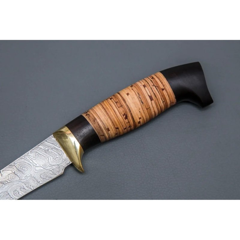 Нож Филейный средний из дамасской стали, рукоять береста, граб, литьё мельхиор в интернет-магазине art-steel.ru, фото