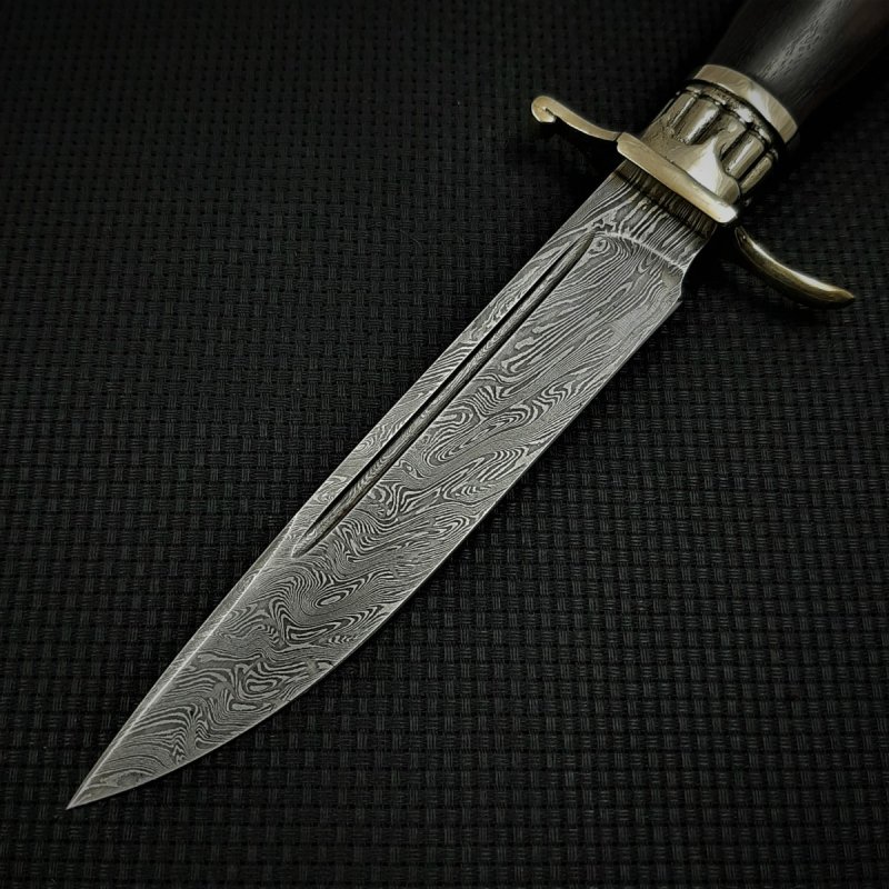 Нож НКВД из дамасской стали, рукоять черное дерево, литьё мельхиор в интернет-магазине art-steel.ru, фото