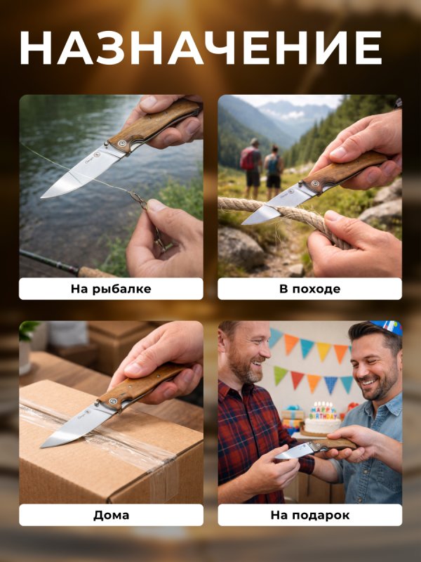 Складной нож Стерх, сталь AUS8, рукоять дерево в интернет-магазине art-steel.ru, фото