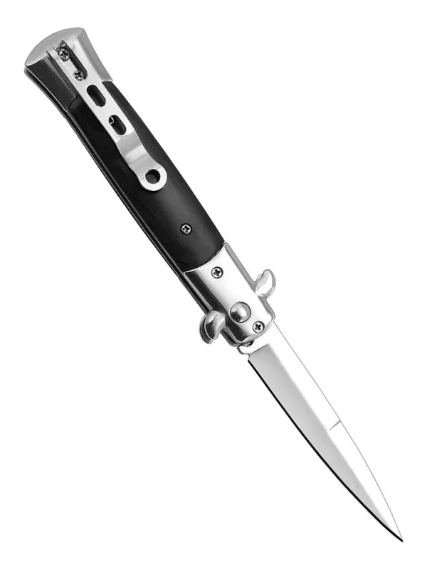 Универсальный складной автоматический нож Мастер Клинок, сталь 420, рукоять сталь, паккавуд в интернет-магазине art-steel.ru, фото