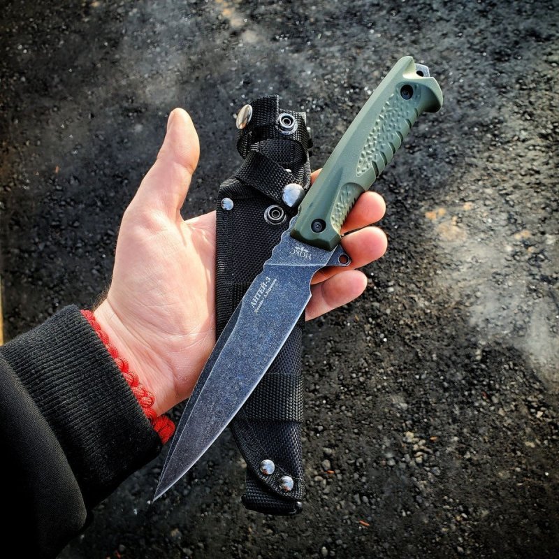 Туристический нож Антей-3, сталь AUS8, рукоять резина в интернет-магазине art-steel.ru, фото