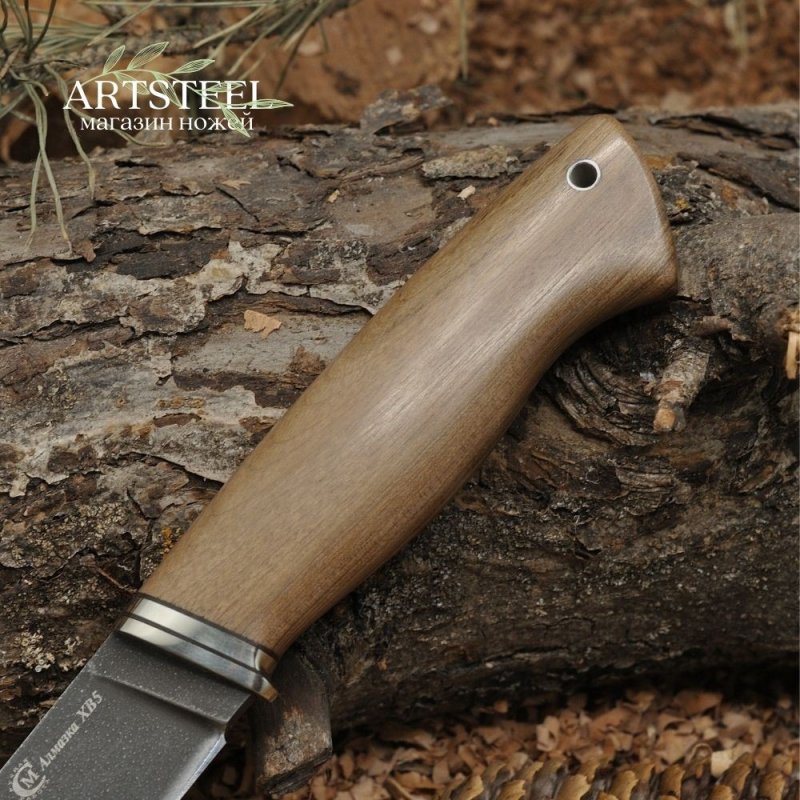 Нож Пантера из стали ХВ-5, рукоять орех, литьё мельхиор в интернет-магазине art-steel.ru, фото