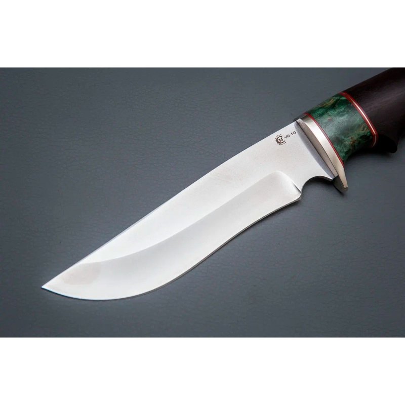 Нож Галеон из стали N690, рукоять карельская береза, черное дерево, литьё мельхиор в интернет-магазине art-steel.ru, фото