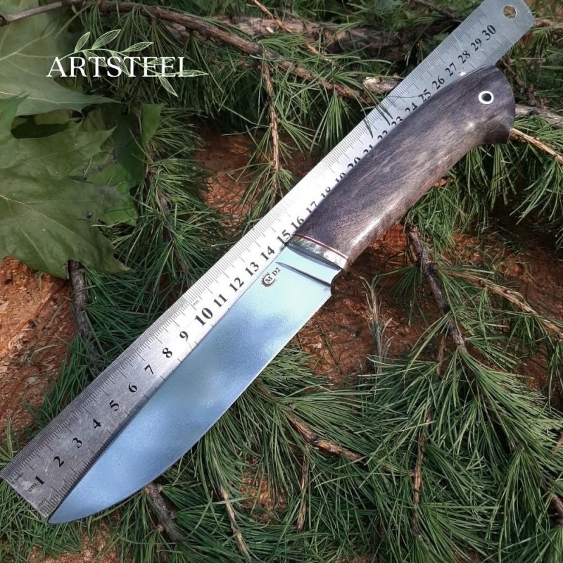 Нож Пантера из стали D2, рукоять карельская береза, литьё мельхиор в интернет-магазине art-steel.ru, фото