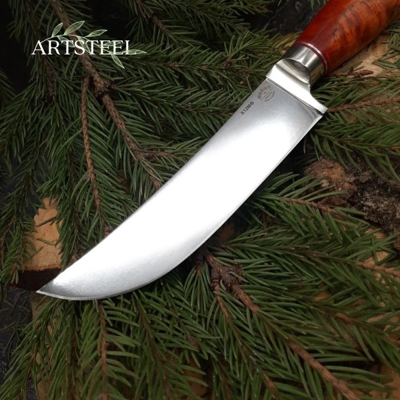 Нож Пчак малый из стали Х12МФ, рукоять стабилизированное дерево, литье мельхиор в интернет-магазине art-steel.ru, фото