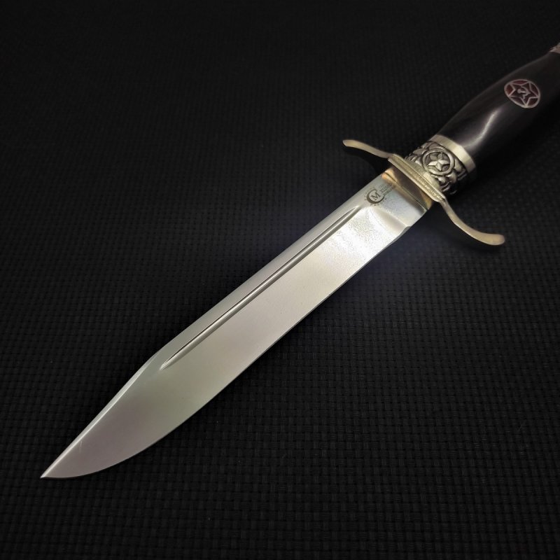 Нож Разведчик из стали Х12МФ, рукоять граб, литьё мельхиор в интернет-магазине art-steel.ru, фото