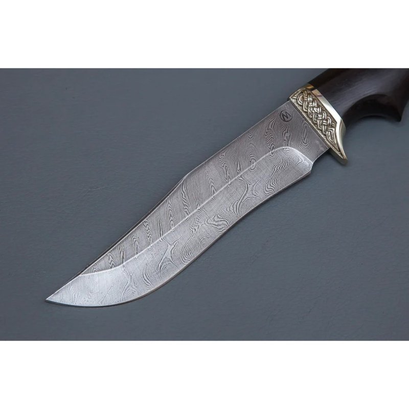 Нож Князь из дамасской стали, рукоять черное дерево, литьё мельхиор в интернет-магазине art-steel.ru, фото