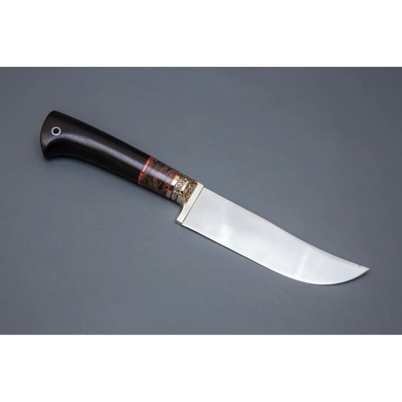 Нож Узбекский малый из стали N690, рукоять карельская береза, граб, литьё мельхиор в интернет-магазине art-steel.ru, фото