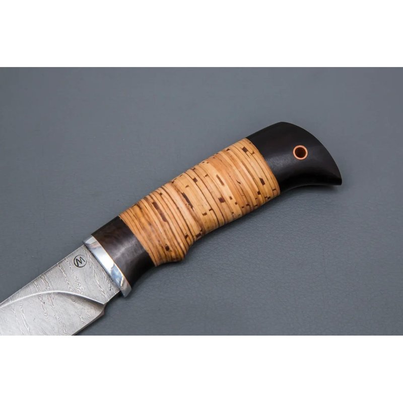 Нож Мурена из дамасской стали, рукоять береста, граб, литье дюраль в интернет-магазине art-steel.ru, фото