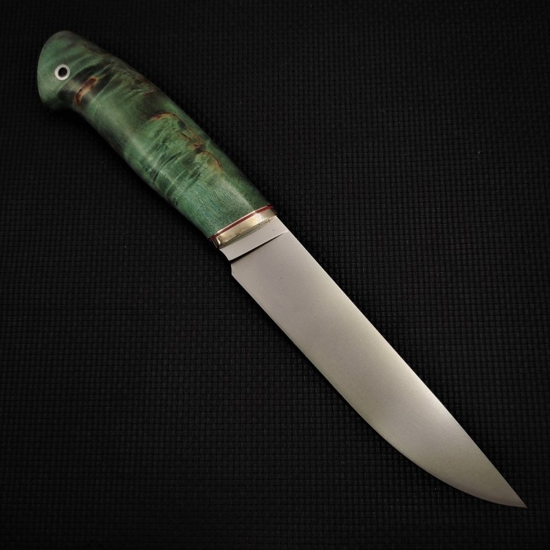 Нож Пантера из стали D2, рукоять карельская береза, литьё мельхиор в интернет-магазине art-steel.ru, фото