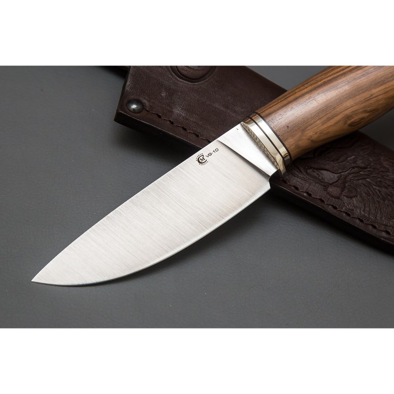 Нож Сокол из стали VG-10, рукоять ореховый кап, литье мельхиор в интернет-магазине art-steel.ru, фото