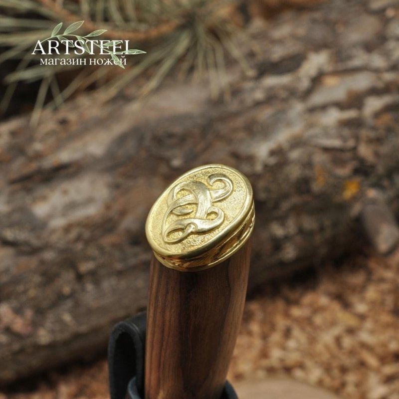 Нож Рыбак-2 AUS-8 художественно-оформленный латунь в интернет-магазине art-steel.ru, фото