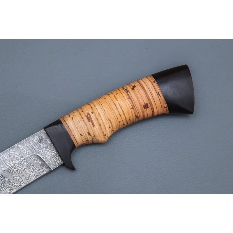 Нож Егерь из дамасской стали, рукоять береста, граб в интернет-магазине art-steel.ru, фото