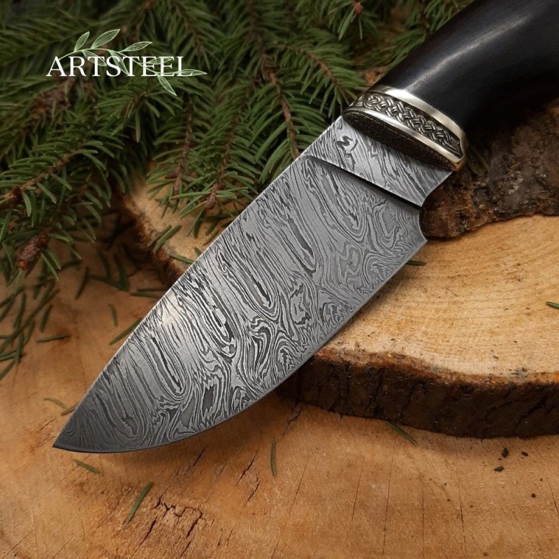 Нож Разделочный из стали дамасской стали, рукоять черное дерево в интернет-магазине art-steel.ru, фото