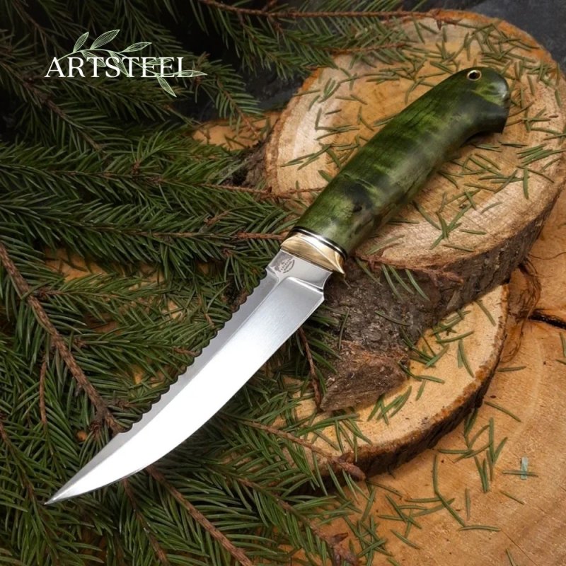 Нож Рыбацкий из стали N690, рукоять дерево, латунь в интернет-магазине art-steel.ru, фото
