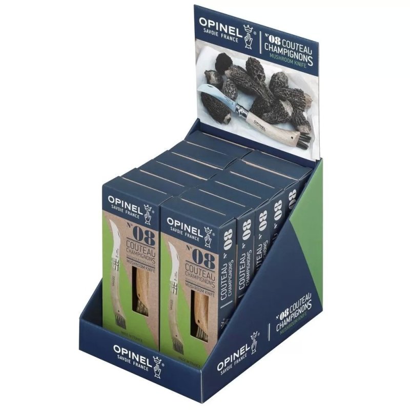 Дисплей-набор 12 шт, нож грибника Opinel №8, нержавеющая сталь, рукоять бук в интернет-магазине art-steel.ru, фото