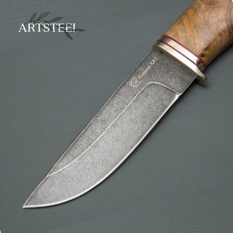 Нож Егерь из стали ХВ-5, рукоять орех, литье мельхиор в интернет-магазине art-steel.ru, фото