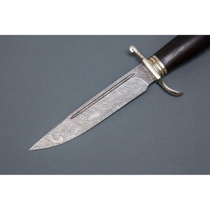 Нож НКВД из дамасской стали, рукоять черное дерево, литьё мельхиор в интернет-магазине art-steel.ru, фото