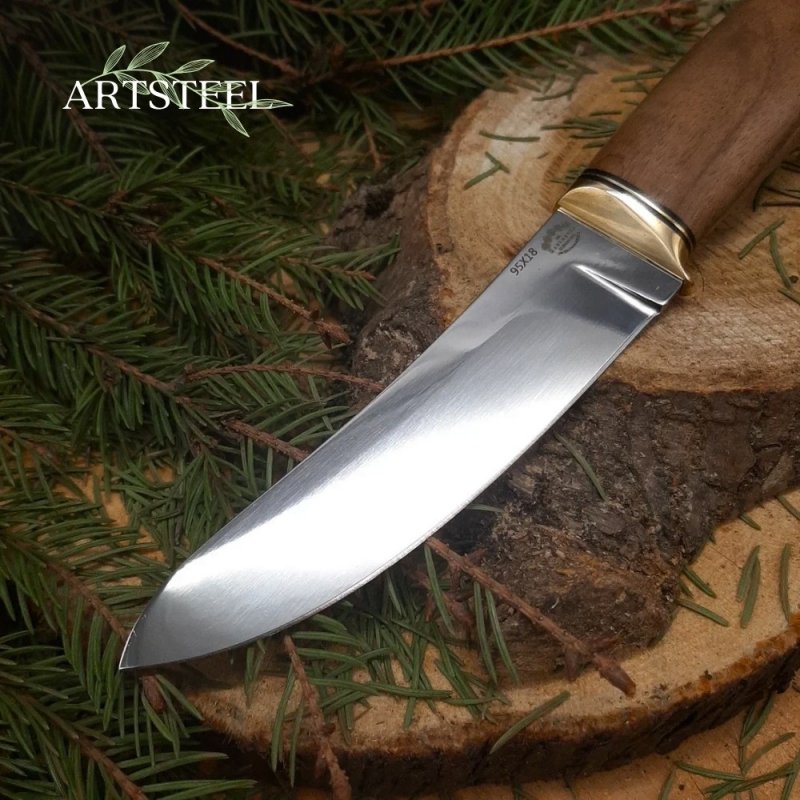 Нож Фидель из стали 95Х18, рукоять латунь, орех в интернет-магазине art-steel.ru, фото