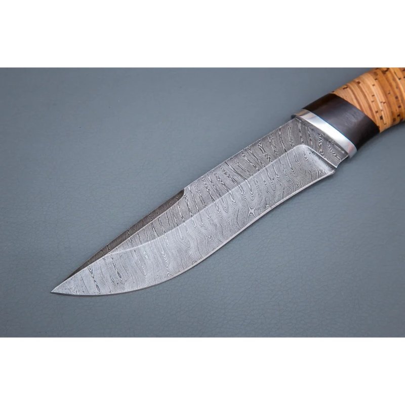 Нож Беркут из дамасской стали, рукоять береста, граб, литье дюраль в интернет-магазине art-steel.ru, фото