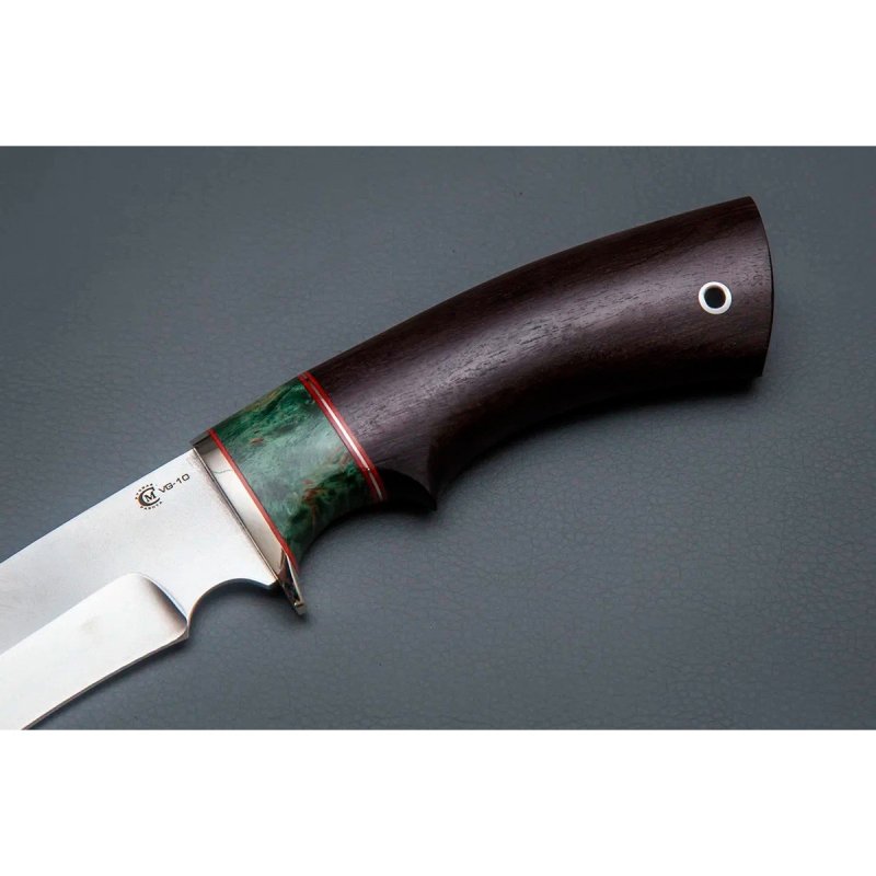 Нож Галеон из стали N690, рукоять карельская береза, черное дерево, литьё мельхиор в интернет-магазине art-steel.ru, фото