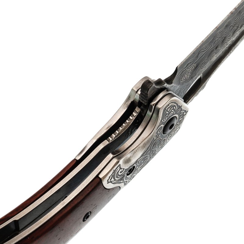 Универсальный складной нож Витязь, сталь Дамаск, рукоять дерево в интернет-магазине art-steel.ru, фото