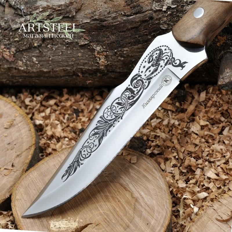 Охотничий нож Кизлярский, сталь AUS8, рукоять орех в интернет-магазине art-steel.ru, фото